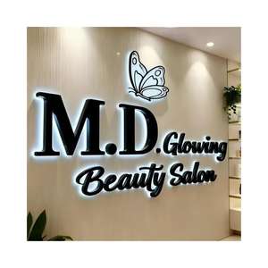 Letrero Luminoso Acrílico con Letras LED 3D para Salón de Belleza, Interior y Exterior, Panel de Pared Exterior con Logotipo Comercial para Barbería - Product Image 4