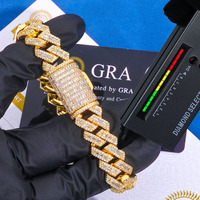 Bracelet cubain hip-hop en argent sterling 925 avec moissanite VVS certifiée GRA, serti griffe, style Iced Out, pour la vente en gros de bijoux