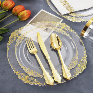 Plato de cena de <span class=keywords><strong>plástico</strong></span> <span class=keywords><strong>duro</strong></span> PS desechable de estilo europeo, patrón de dragón bronceado transparente, alivio de Phnom Penh Multicolor para - Product Image 1