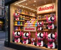 Peluche robot personnalisée avec cornes, mignonne, rose et blanche, style dessin animé, pour collection ou cadeau, OEM ODM, peluche robot sur mesure