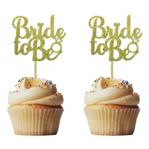 Pengantin Grosir Akan Berkilau Kertas untuk Hiasan Kue Disediakan Bridal Shower Dekorasi Bagian Pernikahan Lajang Emas dan Perak