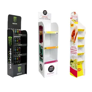 Supermarket Cardboard Advertising Promotional Floor Display Stand Shelf Folding Display Pos Cardboard Product Display Unit Stand