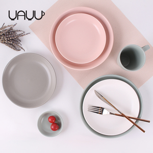 Platos de <span class=keywords><strong>cena</strong></span> redondos de varios colores, placa de cerámica con estampado personalizado y esmaltado mate para <span class=keywords><strong>restaurante</strong></span> - Product Image 3