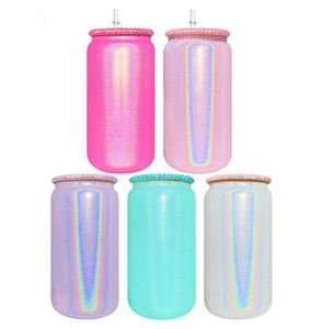 Vaso de Viaje de 15oz/16oz, Transparente, Brillante, con Diseño de Lata de Cerveza, con Pajita de Plástico para Sublimación - Product Image 1