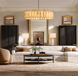 RH <span class=keywords><strong>FRANCOIS</strong></span> Table basse ronde Cadre en chêne massif avec dessus en bois ou en marbre Utilisation intérieure et extérieure moderne pour salon Patio - Product Image 1