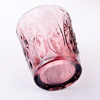 Verre à eau vintage rose et violet en gros, motif floral rétro, tasse colorée pour mariage et fête