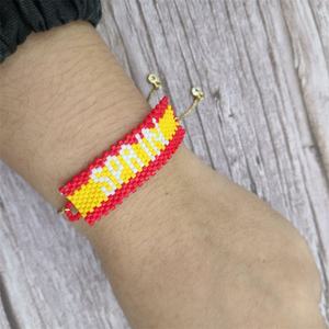 Moyamiya fait à la main drapeau national personnalisé Bracelets colorés en gros Miyuki Delica Bracelets espagnols pour cadeau avec le Mexique - Product Image 3