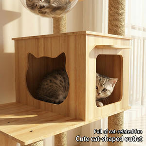 Grote kattenklimrek met verdikte henneptouw, meerlaags houten kattenboomtoren en geïntegreerde krabpaal - Product Image 2
