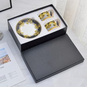 Best Selling British Luxury Gold Dining Room Set with Slanted Luxury Bone China Ceramic <b>Tea</b> <b>Cups</b> & <b>Saucers</b> - Product Image 3