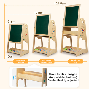 Best-selling 2-in-1 Multifunctional Educational Toy Modern Wooden Blackboard Drawing Board Desk Tower for Toddler Boys Girls - Product Image 3