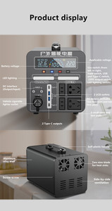 Station d'alimentation portable extérieure 2000W 220V, batterie Lifepo4, générateur solaire, batterie externe, contrôleur MPPT, alimentation automobile pour le camping - Product Image 4