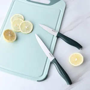 Conjunto de facas de cozinha para chef profissional com cabo de plástico de cor verde novo design