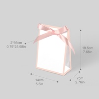 Boîte à dragées conique de luxe avec logo personnalisé, style sac à main, poignée en ruban, boîte cadeau promotionnelle, blanc albâtre, noir obsidienne, boutique