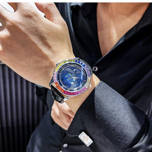 Montre automatique pour homme avec <span class=keywords><strong>cadran</strong></span> diamanté ciel étoilé, lumineuse, étanche, bracelet en cuir de vache - Product Image 4