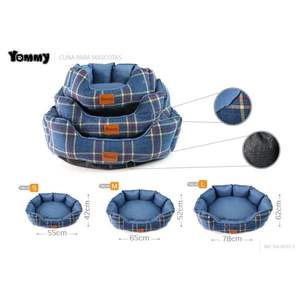 Cuccia in Lino Blu con Design a Quadretti a Sette Angoli per Animali Domestici - Product Image 1