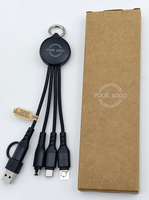 Câble de charge porte-clés 6-en-1 lumineux en matériau recyclé certifié CE, 17 cm, logo laser double face, cadeau promotionnel écologique