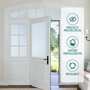 Film adhésif statique translucide FANNA WHT en PVC, motif fleurs blanches givrées, épaisseur 2 mil, pour fenêtre, intimité et décoration intérieure - Vente en gros - Product Image 2