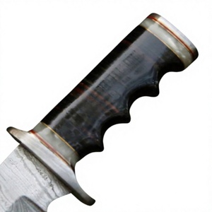 Couteau de chasse Bowie DIY OEM avec acier Damas et manche en bois et étui en cuir - Couteau de chasse d'extérieur - Product Image 4