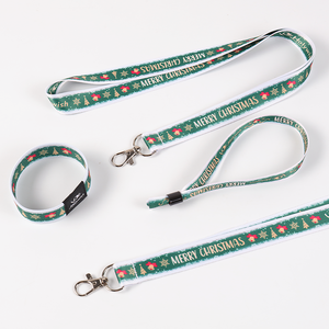 Lanyard untuk Natal poliester merah hijau tali panjang - Product Image 6
