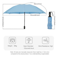 Parapluie pliant compact de voyage inversé, automatique, coupe-vent, imperméable, de haute qualité, 23 pouces, 8 baleines, 3 sections, idéal comme cadeau d'affaires, vente en gros