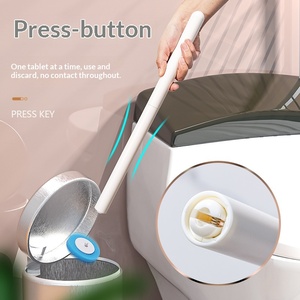 <span class=keywords><strong>Brosse</strong></span> <span class=keywords><strong>WC</strong></span> murale jetable <span class=keywords><strong>à</strong></span> manche long en plastique avec tête de rechange en éponge, conception sans angle mort pour salle de bain - Product Image 4
