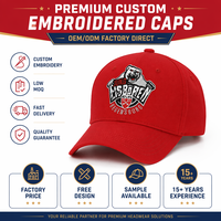 Gorra de Béisbol Estructurada de 6 Paneles de Lujo Personalizada, Logotipo Bordado Multicolor, Sarga de Algodón Roja, Hebilla Ajustable de Cobre Plateado