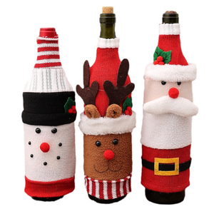 Venta al por mayor de Navidad de punto fundas de botella de dibujos animados de muñeco de nieve bolsas de botella de vino con diseño creativo de felpa - Product Image 5