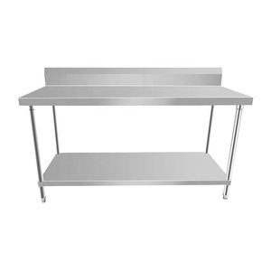 Adjustable Leg <strong>Work</strong> <strong>Table</strong> <strong>Stainless</strong> <strong>Steel</strong> <strong>Work</strong> <strong>Table</strong> With Under Shelf &amp; Backsplash - Product Image 1