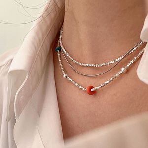 S925 Pure <b>Silver</b> Beaded Necklace Women Minimalist Layered <b>Choker</b> Everyday Wear Fine Jewelry - Product Image 1