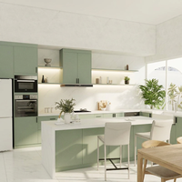 Buildgres Cabinet Évier Petit Stand Smart Shaker Italien Construit en Vert Ensemble de Maison Suspendus avec Unité d'Angle Incurvé Armoires de Cuisine