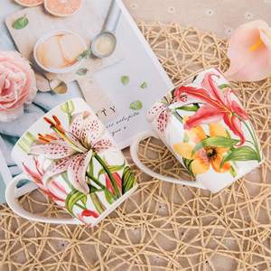 Fine Porcelain 10oz Coffee <strong>Mug</strong>, Tea Cup <strong>Mugs</strong> Set,W/ Floral Design - Product Image 6