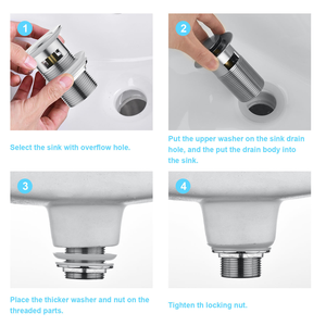 Stainless Steel Universal Overflow Type <b>Bathroom</b> sink Wash Basin Stopper Filter pop up <b>drain</b> - Product Image 6