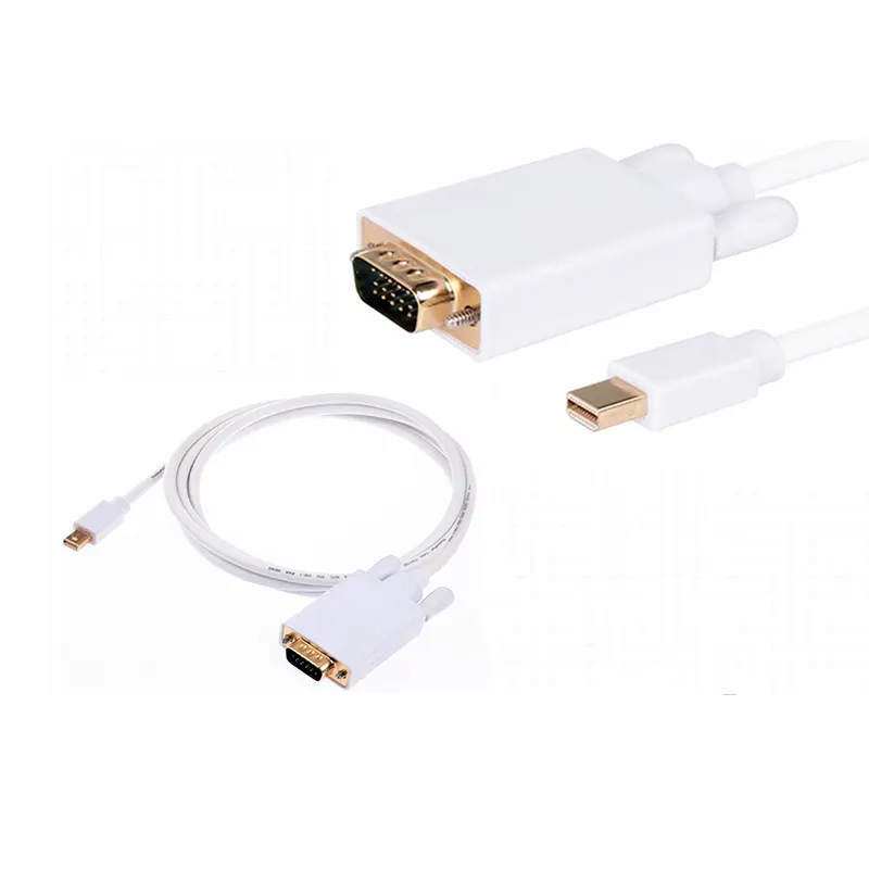 Mini Displayport To Vga Adapter Cable Mini DP to VGA Video Convertor Cable for Mac/PC 1920x1200 - White