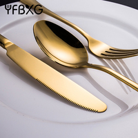 Ensemble de couverts en acier inoxydable Royal Luxury 24 pièces cuillère couteau fourchette doré pour mariage avec boîte cadeau