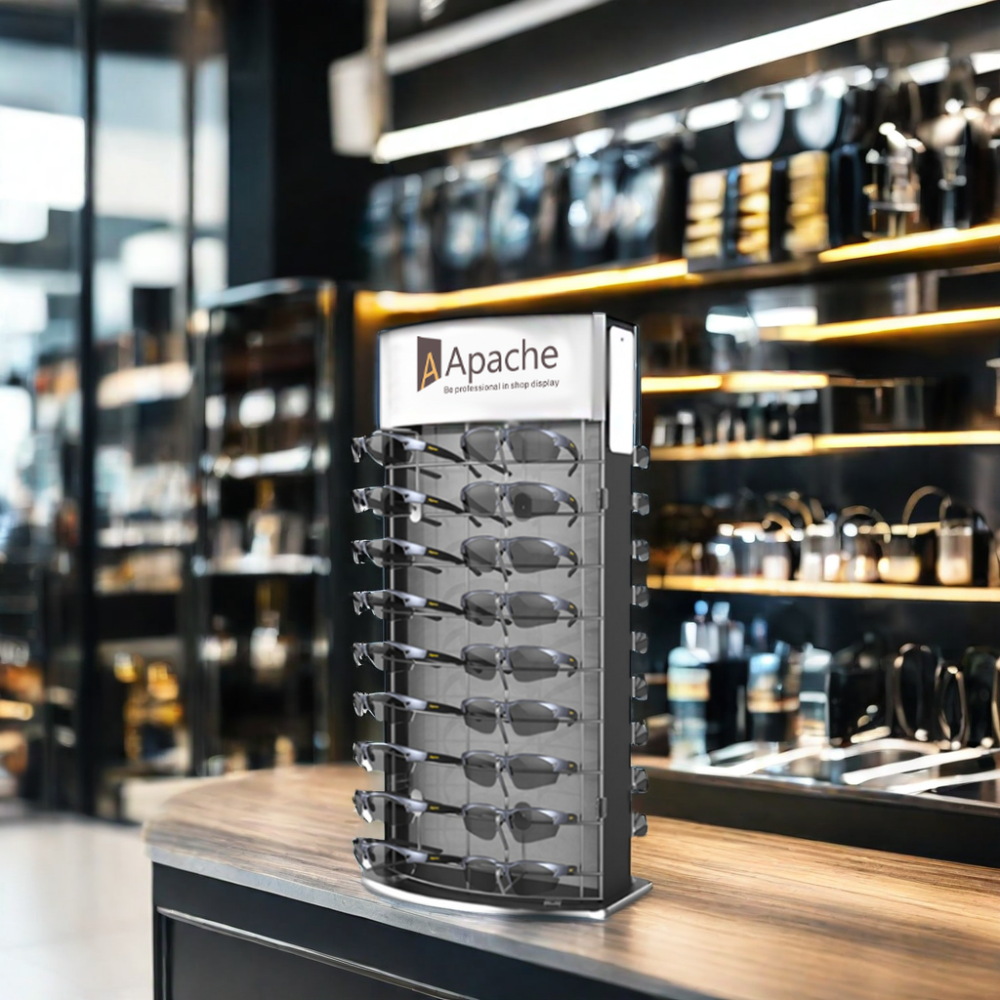Customizable Modern Counter Top Metal & Mirror Eyewear Display Stand with Painted Finish Carton Packed for Supermarket Display — view 6