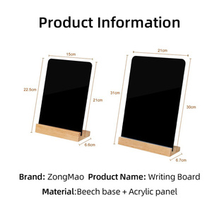 <span class=keywords><strong>Mini</strong></span> <span class=keywords><strong>Pizarra</strong></span> de Escritorio con Base de Madera de Haya Premium, <span class=keywords><strong>Pizarra</strong></span> Acrílica Portátil, Letrero de Menú para Mesa, para Restaurante, Cafetería - Product Image 3