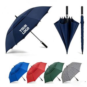 30 Inch Auto Open 68-Inch Oversize Promotional Custom <b>Windproof</b> Branded Double Layer Golf <b>Umbrella</b> With Logo - Product Image 1