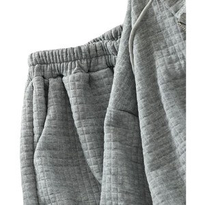 Ensemble de survêtement décontracté pour femmes, couleur unie gris, veste ample, pantalon de jogging, ensemble trois pièces, tailles S M L XL, Europe, Amérique, Asie du Sud-Est - Product Image 5