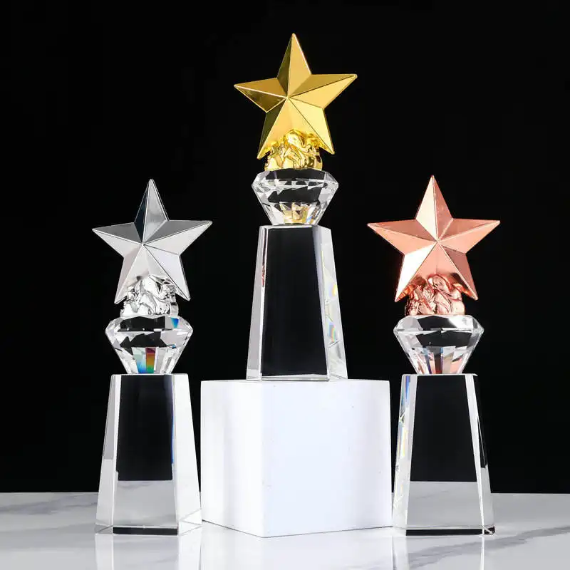 Honor của tinh thể K9 sao kim loại quà tặng kinh doanh pha lê Trophy sao pha lê giải thưởng