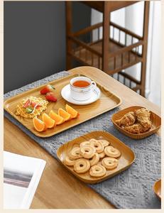 Neue kreative Melamine <span class=keywords><strong>Square</strong></span> Spit Bone Dish Holzmaserung Snack Obst kuchen Aufbewahrung stablett Retro Esstisch Teller Knochen gerichte
