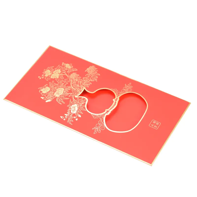 Gold Stamping hollow-carved design Red Packet with a card together Packaging Printing Logo Red Pocket