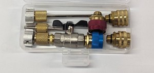 Juego de herramientas combinadas de primera calidad para remover e instalar válvulas de refrigerante dobles R134a R1234yf para acoplador rápido - Product Image 3