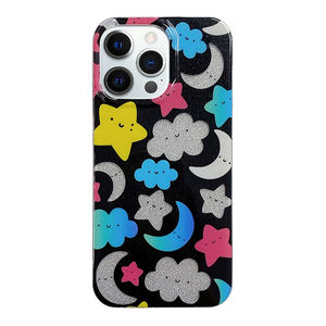 2023 nuova custodia per telefono personalizzata TPU PC in bianco e nero stelle e nuvole flash custodia per telefono per <span class=keywords><strong>iPhone</strong></span> 15 pro max - Product Image 2