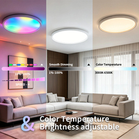Plafonnier LED RGB ABS blanc ultra-mince moderne, contrôle intelligent par application, changement de couleur, intensité variable, montage encastré, chambre à coucher, salon
