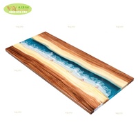 Tablero de Mesa de Comedor de Alta Gama en Madera de Nogal de Ecuador con Resina Epoxi, Mesa de Comedor Grande de Acacia con Borde Natural y Resina Epoxi