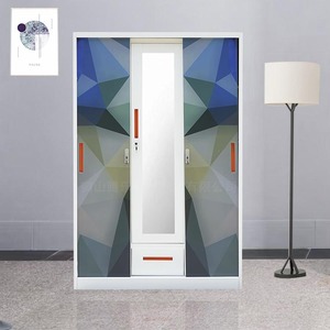 Porte coulissante en acier imprimé numérique Meubles de chambre à coucher <span class=keywords><strong>3</strong></span> <span class=keywords><strong>portes</strong></span> <span class=keywords><strong>Armoire</strong></span> à fleurs imprimée <span class=keywords><strong>Miroir</strong></span> en métal <span class=keywords><strong>Armoire</strong></span> de placard <span class=keywords><strong>Armoire</strong></span> Prix - Product Image 6