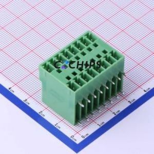 KF2EDGRH-3.81-2*8P Plug-in Terminal Block Bent Lead Through Hole,P=3.81mm Board-to-Board / Socket - Closed 2x8P 3.81mm Green - Product Image 1