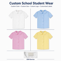 Chemisier scolaire pour filles, col arrondi, manches courtes, chemise uniforme blanche, tissu doux et respirant, vêtements scolaires personnalisés pour enfants