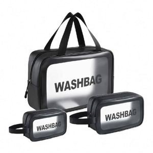 Custom Logo Waterproof Portable Pu Leather Frosted <b>Pink</b> Tpu Travel Toiletry Case Cosmetic Bag Pvc Makeup Bag - Product Image 1