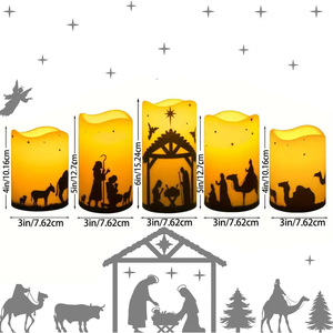 Lot de 5 bougies LED sans flamme en plastique pour crèche, décoration intérieure de Noël - Product Image 3